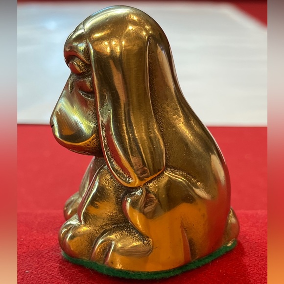 Basset HOUND SOLID BRASS DOG Puppy Droopy Ears 3” Tall golden Heavy Figurine MCM - Picture 8 of 15